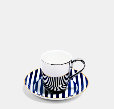 Superstripe Platinum Espresso Cup & Saucer