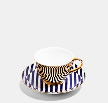 Superstripe Gold Teacup and Saucer