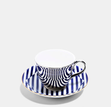 Superstripe Platinum Teacup & Saucer - Second Quality
