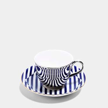 Superstripe Platinum Teacup & Saucer
