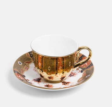 V&A Dragon Flower Reflect Gold Teacup and Saucer Set