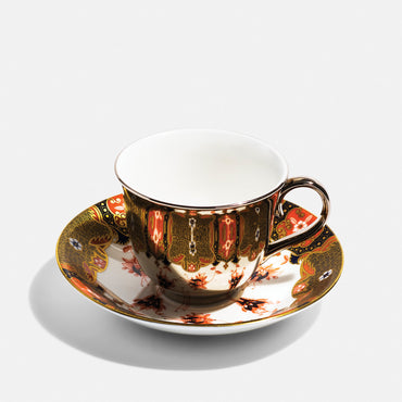 V&A Dragon Flower Reflect Platinum Teacup and Saucer Set